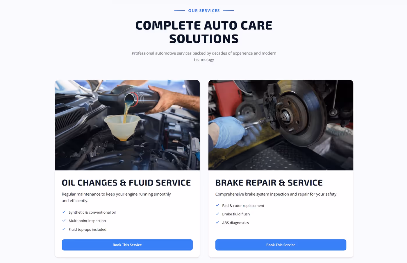Torix Auto services and trust indicators